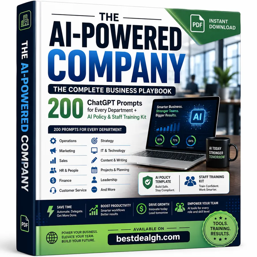 The AI-Powered Company — The Complete Business Playbook: 200 ChatGPT Prompts for Every Department + AI Policy & Staff Training Kit (PDF) photo 1