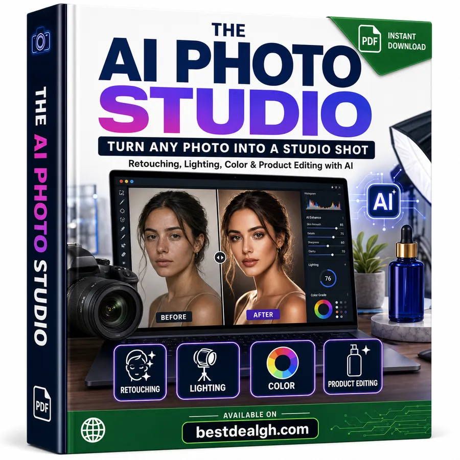 The AI Photo Studio — Turn Any Photo Into a Studio Shot: Retouching, Lighting, Color & Product Editing with AI (PDF) photo 1