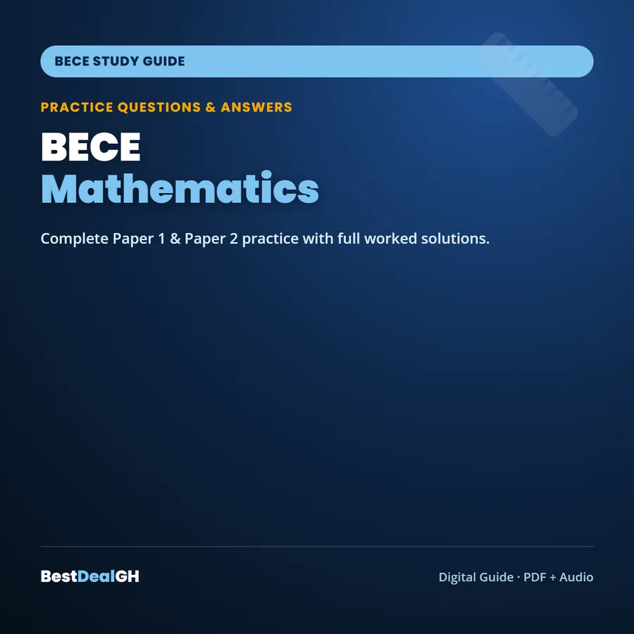 BECE Mathematics Practice Questions & Answers — Complete Study Guide (PDF + Audio) photo 1