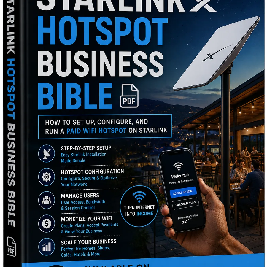 The Starlink Hotspot Business Bible — How to Set Up, Configure, and Run a Paid WiFi Hotspot on Starlink (PDF) photo 1